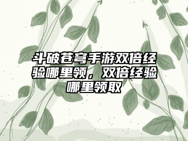 斗破苍穹手游双倍经验哪里领，双倍经验哪里领取