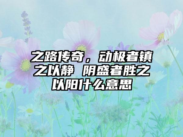 之路传奇，动极者镇之以静 阴盛者胜之以阳什么意思