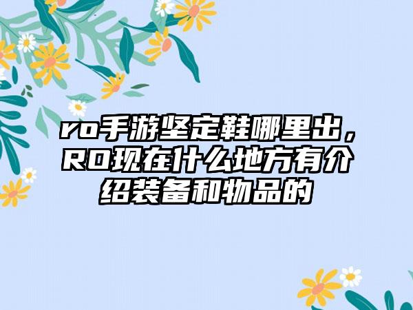 ro手游坚定鞋哪里出，RO现在什么地方有介绍装备和物品的