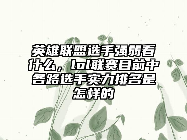 英雄联盟选手强弱看什么，lol联赛目前中各路选手实力排名是怎样的