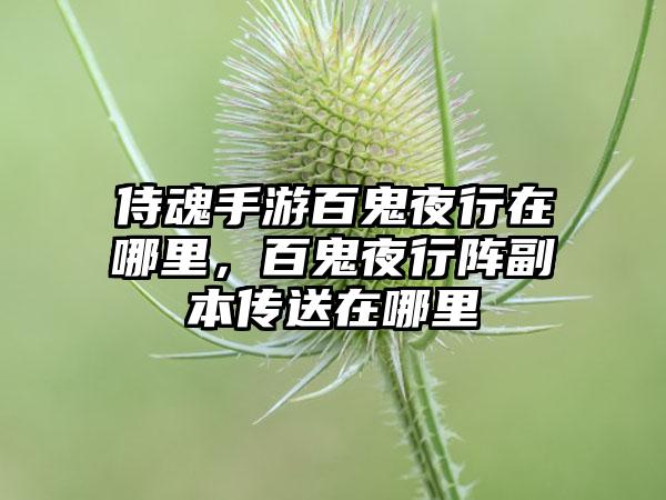 侍魂手游百鬼夜行在哪里，百鬼夜行阵副本传送在哪里