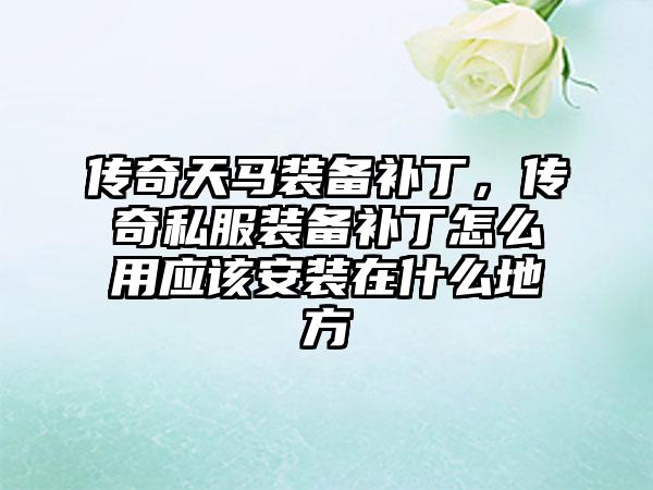 传奇天马装备补丁，传奇私服装备补丁怎么用应该安装在什么地方