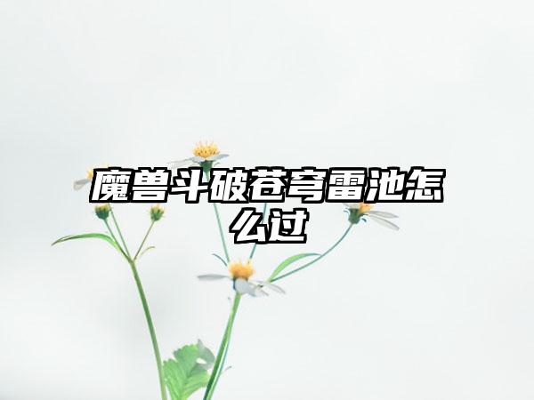 魔兽斗破苍穹雷池怎么过