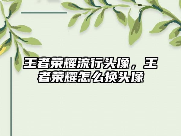 王者荣耀流行头像，王者荣耀怎么换头像