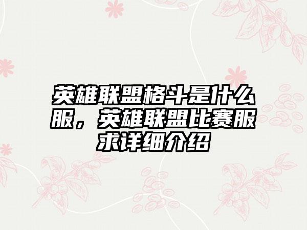 英雄联盟格斗是什么服，英雄联盟比赛服求详细介绍