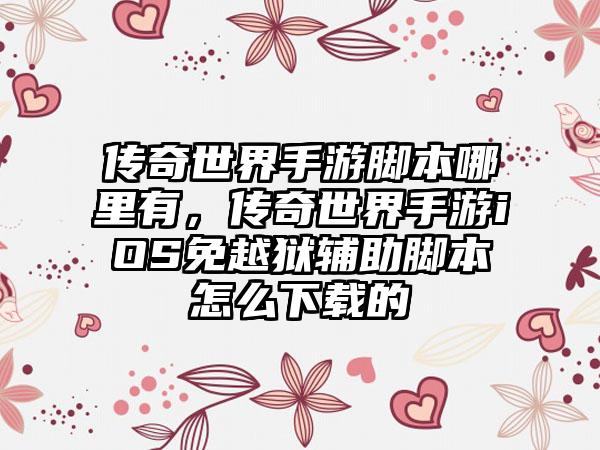 传奇世界手游脚本哪里有，传奇世界手游iOS免越狱辅助脚本怎么下载的