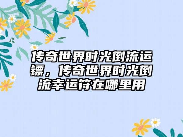 传奇世界时光倒流运镖，传奇世界时光倒流幸运符在哪里用