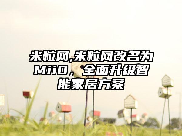 米粒网,米粒网改名为MiiO，全面升级智能家居方案