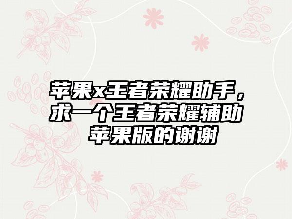 苹果x王者荣耀助手，求一个王者荣耀辅助 苹果版的谢谢