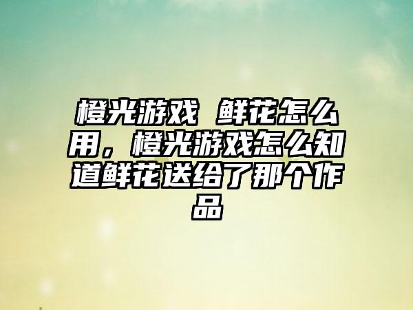 橙光游戏 鲜花怎么用，橙光游戏怎么知道鲜花送给了那个作品