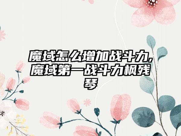 魔域怎么增加战斗力,魔域第一战斗力枫残琴
