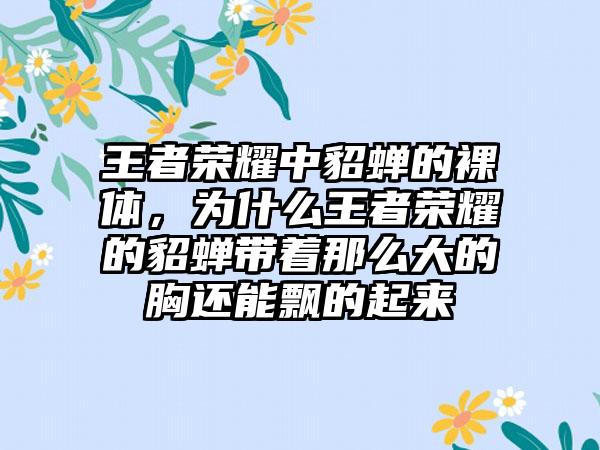 王者荣耀中貂蝉的裸体，为什么王者荣耀的貂蝉带着那么大的胸还能飘的起来