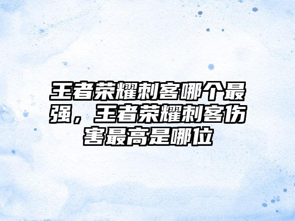 王者荣耀刺客哪个最强，王者荣耀刺客伤害最高是哪位