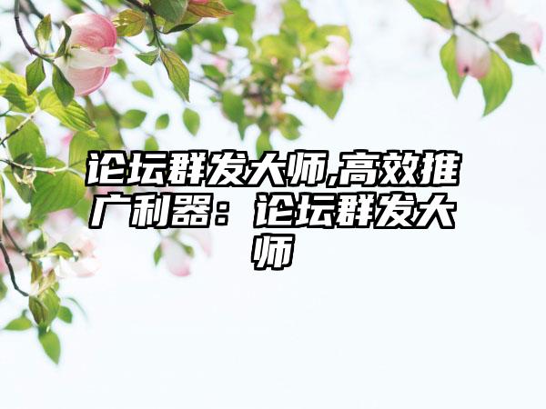 论坛群发大师,高效推广利器:论坛群发大师