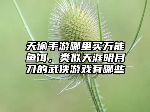 天谕手游哪里买万能鱼饵，类似天涯明月刀的武侠游戏有哪些