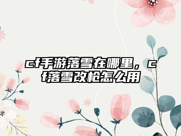 cf手游落雪在哪里，cf落雪改枪怎么用