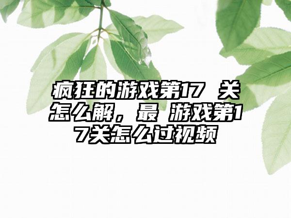 疯狂的游戏第17 关怎么解，最囧游戏第17关怎么过视频
