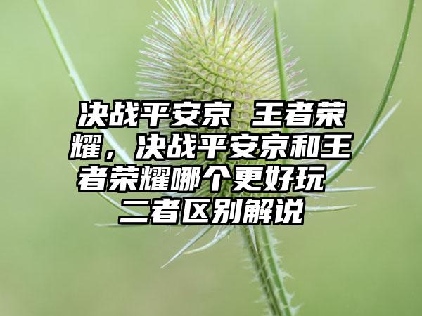 决战平安京 王者荣耀，决战平安京和王者荣耀哪个更好玩 二者区别解说