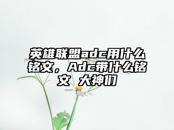 英雄联盟adc用什么铭文，Adc带什么铭文 大神们