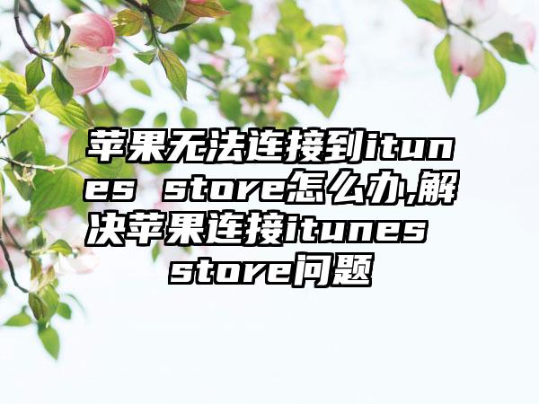 苹果无法连接到itunes store怎么办,解决苹果连接itunes store问题