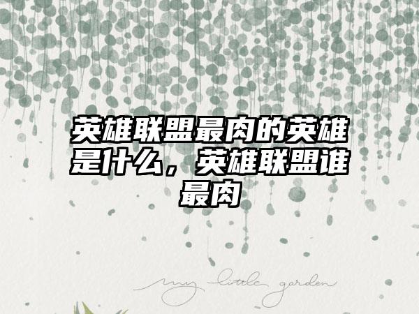 英雄联盟最肉的英雄是什么，英雄联盟谁最肉