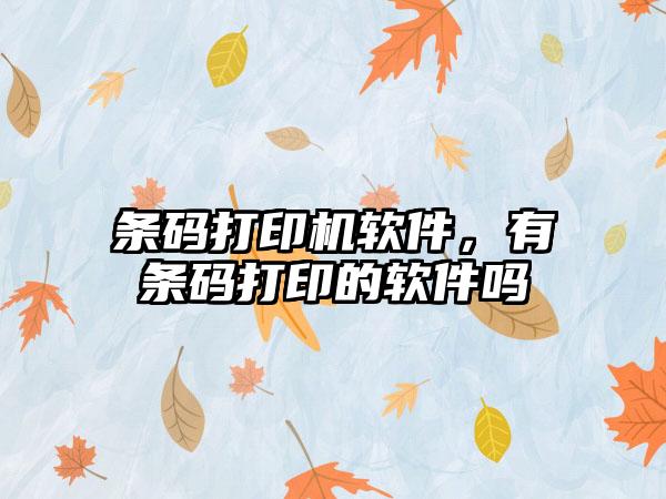 条码打印机软件，有条码打印的软件吗