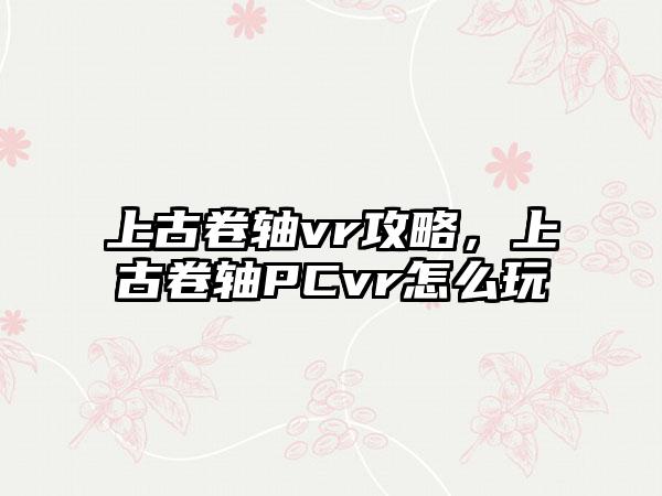 上古卷轴vr攻略，上古卷轴PCvr怎么玩