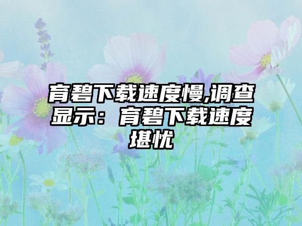 育碧下载速度慢,调查显示：育碧下载速度堪忧