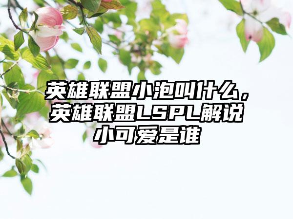 英雄联盟小泡叫什么，英雄联盟LSPL解说小可爱是谁
