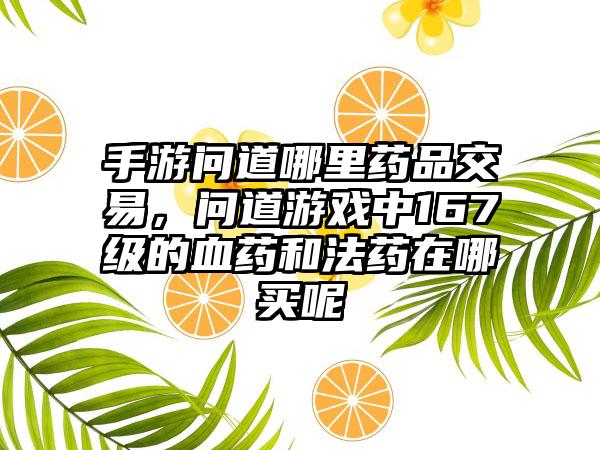 手游问道哪里药品交易，问道游戏中167级的血药和法药在哪买呢