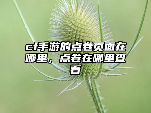 cf手游的点卷页面在哪里，点卷在哪里查看