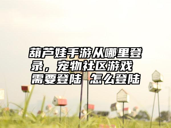 葫芦娃手游从哪里登录，宠物社区游戏 需要登陆 怎么登陆