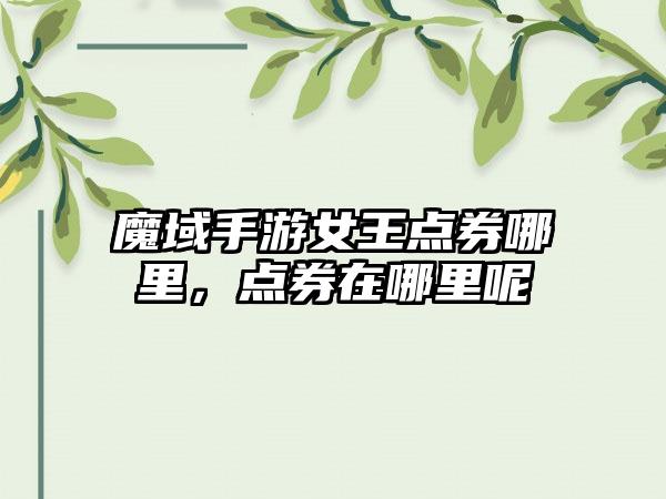 魔域手游女王点券哪里，点券在哪里呢
