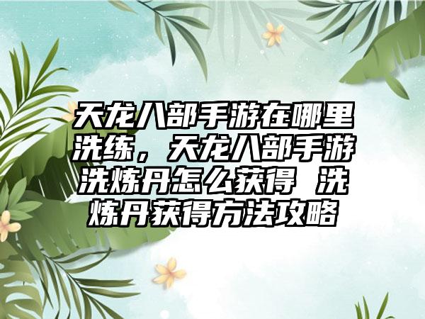 天龙八部手游在哪里洗练，天龙八部手游洗炼丹怎么获得 洗炼丹获得方法攻略