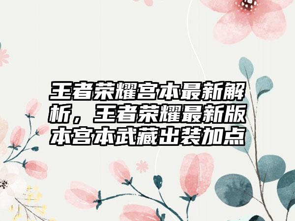 王者荣耀宫本最新解析，王者荣耀最新版本宫本武藏出装加点