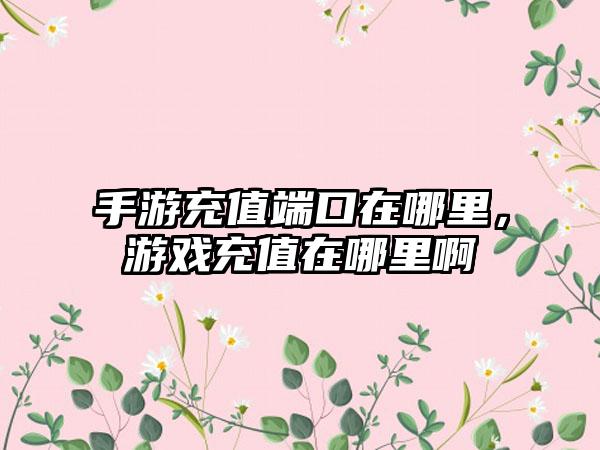 手游充值端口在哪里，游戏充值在哪里啊