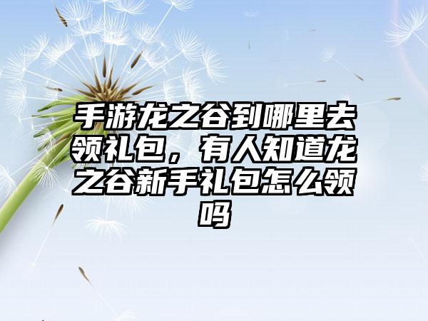 手游龙之谷到哪里去领礼包，有人知道龙之谷新手礼包怎么领吗