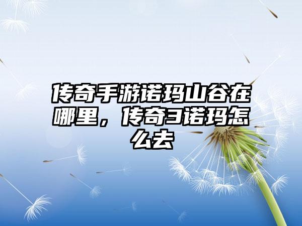 传奇手游诺玛山谷在哪里，传奇3诺玛怎么去