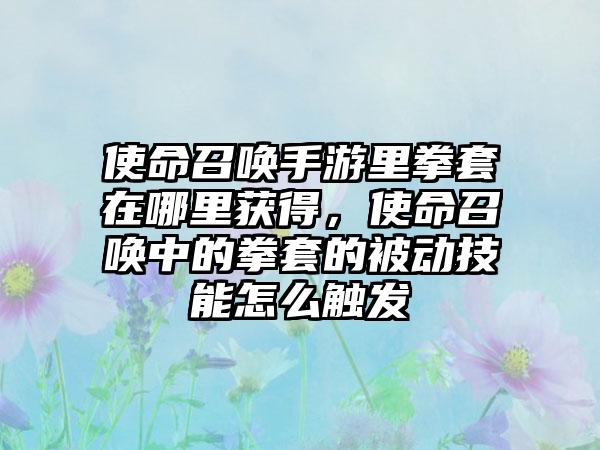 使命召唤手游里拳套在哪里获得，使命召唤中的拳套的被动技能怎么触发