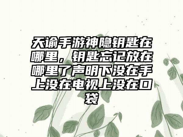 天谕手游神隐钥匙在哪里，钥匙忘记放在哪里了声明下没在手上没在电视上没在口袋
