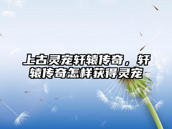 上古灵宠轩辕传奇，轩辕传奇怎样获得灵宠