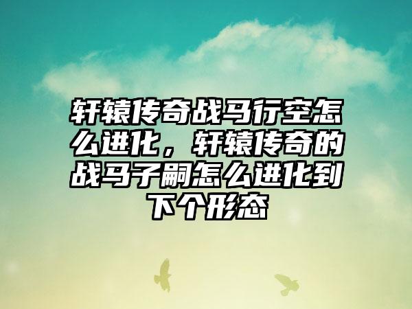 轩辕传奇战马行空怎么进化，轩辕传奇的战马子嗣怎么进化到下个形态
