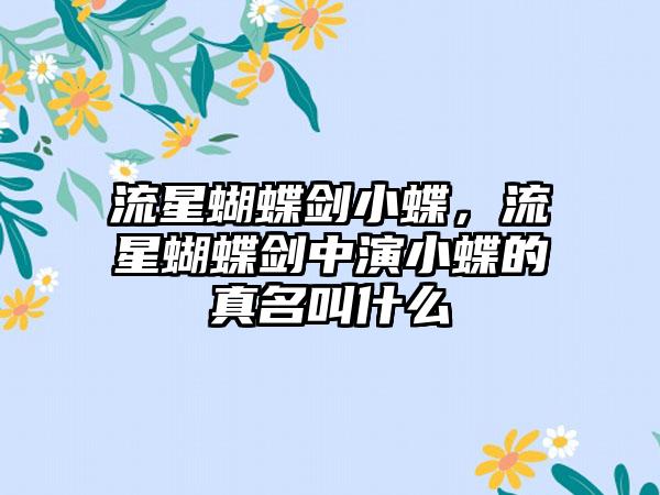 流星蝴蝶剑小蝶，流星蝴蝶剑中演小蝶的真名叫什么