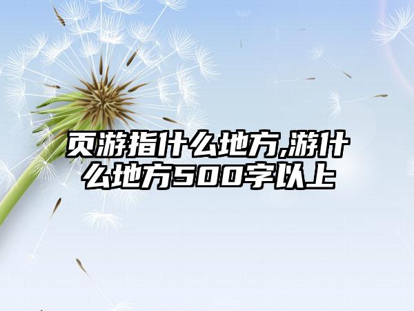 页游指什么地方,游什么地方500字以上