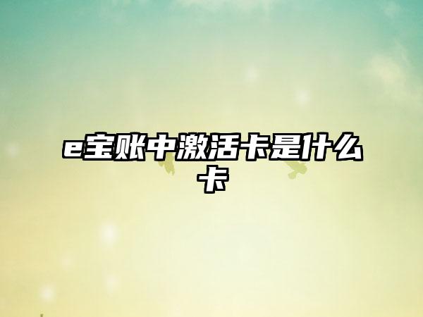 e宝账中激活卡是什么卡