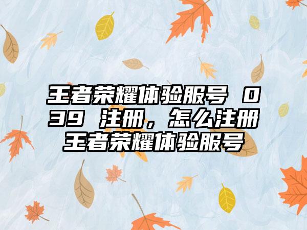 王者荣耀体验服号 039 注册，怎么注册王者荣耀体验服号