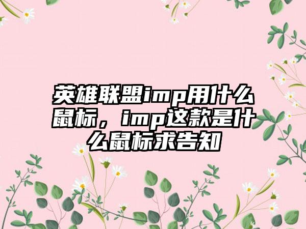 英雄联盟imp用什么鼠标，imp这款是什么鼠标求告知