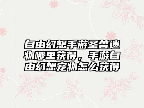 自由幻想手游圣兽遗物哪里获得，手游自由幻想宠物怎么获得