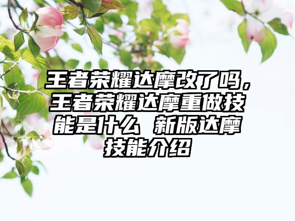 王者荣耀达摩改了吗，王者荣耀达摩重做技能是什么 新版达摩技能介绍