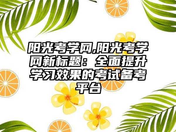 阳光考学网,阳光考学网新标题：全面提升学习效果的考试备考平台